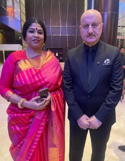 15. Dr. Sohini Sastri with Indian actor, director & producer Anupam Kher at the Stardust awards ceremony.